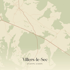 Obraz premium Vintage map of Villers-le-Sec, France.