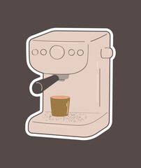 coffee machine, vector illustration, sticker 
