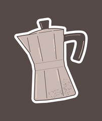 Italian coffee maker or moka pot, espresso machine, mocha express. Vector illustration
