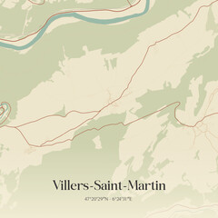 Obraz premium Vintage map of Villers-Saint-Martin, France.