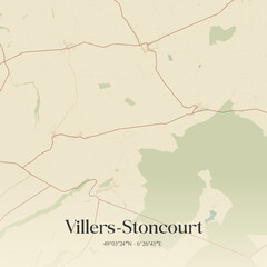 Obraz premium Vintage map of Villers-Stoncourt, France.