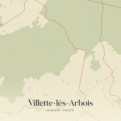 Obraz premium Vintage map of Villette-lès-Arbois, France.