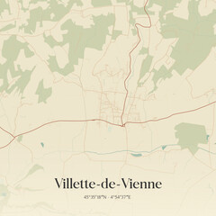Obraz premium Vintage map of Villette-de-Vienne, France.