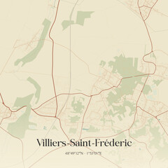 Obraz premium Vintage map of Villiers-Saint-Fréderic, France.