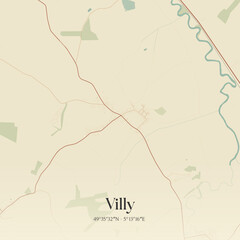 Obraz premium Vintage map of Villy, France.