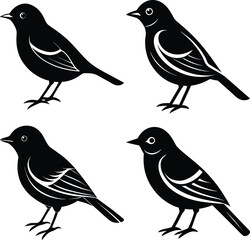Stylized Warbler Bird Vector Icon Set for Digital & Print Projects.
