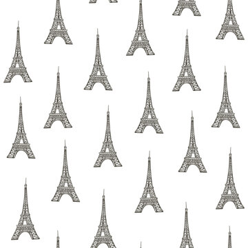 France Paris Tour Eiffel simple seamless pattern