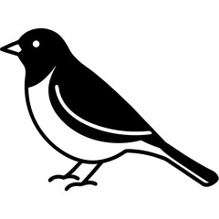 Black Warbler Bird Silhouette Vector Icon – Clear & Detailed.