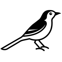Black Warbler Bird Silhouette Vector Icon – Clear & Detailed.