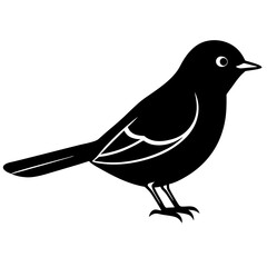 Black Warbler Bird Silhouette Vector Icon – Clear & Detailed.
