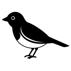 Black Warbler Bird Silhouette Vector Icon – Clear & Detailed.