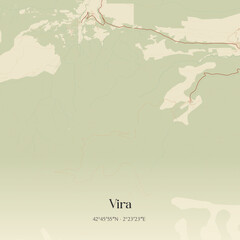 Obraz premium Vintage map of Vira, France.