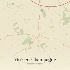 Fototapeta premium Vintage map of Viré-en-Champagne, France.