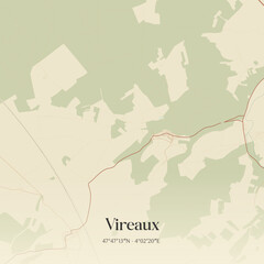 Obraz premium Vintage map of Vireaux, France.