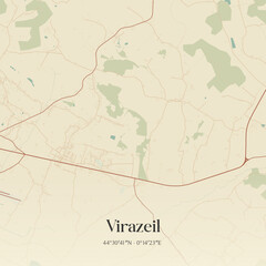 Fototapeta premium Vintage map of Virazeil, France.