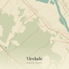 Obraz premium Vintage map of Virelade, France.
