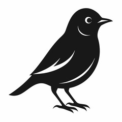 Warbler Bird Silhouette Vector Icon White Background.