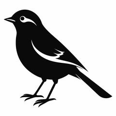 Warbler Bird Silhouette Vector Icon White Background.