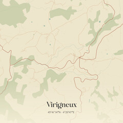 Obraz premium Vintage map of Virigneux, France.