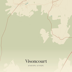 Obraz premium Vintage map of Visoncourt, France.