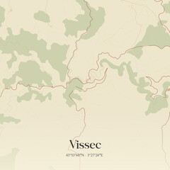 Obraz premium Vintage map of Vissec, France.