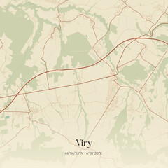 Fototapeta premium Vintage map of Viry, France.