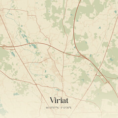 Fototapeta premium Vintage map of Viriat, France.