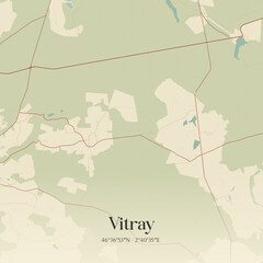 Fototapeta premium Vintage map of Vitray, France.