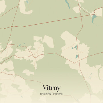 Vintage map of Vitray, France.