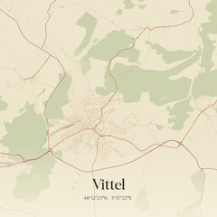 Obraz premium Vintage map of Vittel, France.