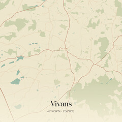 Fototapeta premium Vintage map of Vivans, France.
