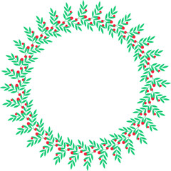 Green round wreath with red berries