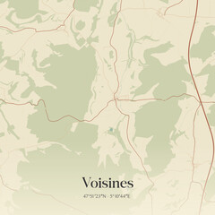 Naklejka premium Vintage map of Voisines, France.
