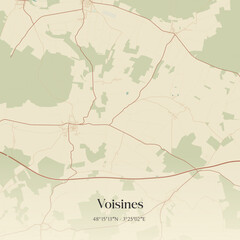 Vintage map of Voisines, France. © Rezona