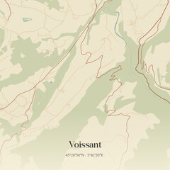 Fototapeta premium Vintage map of Voissant, France.
