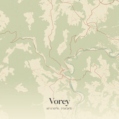 Fototapeta premium Vintage map of Vorey, France.