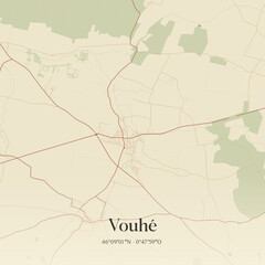 Obraz premium Vintage map of Vouhé, France.