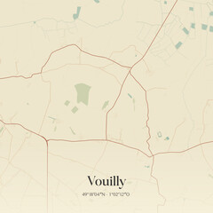 Naklejka premium Vintage map of Vouilly, France.