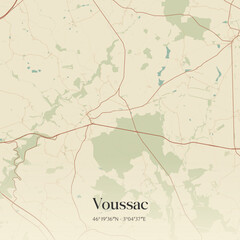 Fototapeta premium Vintage map of Voussac, France.