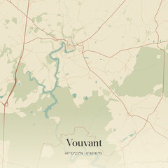Naklejka premium Vintage map of Vouvant, France.