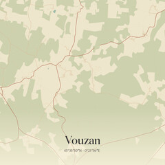 Obraz premium Vintage map of Vouzan, France.