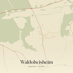 Obraz premium Vintage map of Waldolwisheim, France.