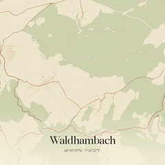 Obraz premium Vintage map of Waldhambach, France.