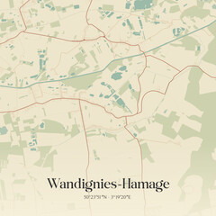 Obraz premium Vintage map of Wandignies-Hamage, France.