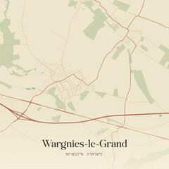 Naklejka premium Vintage map of Wargnies-le-Grand, France.
