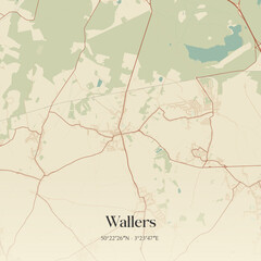 Vintage map of Wallers, France.