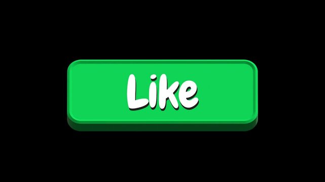 3D Green Like Button Animation with Black Background in 4K