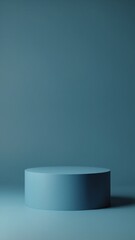 Blue podium on blue background. Minimal cosmetic background for product presentation. 3d rendering