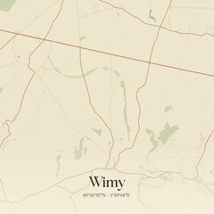 Vintage map of Wimy, France.