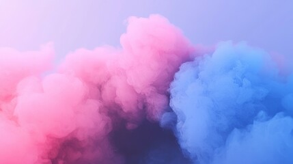 Fototapeta premium Tranquil Pastel Smoke Soft Ethereal Pink and Blue Mist on Lavender Gradient - Abstract Serene Background Art